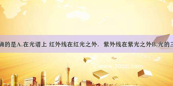 下列说法正确的是A.在光谱上 红外线在红光之外．紫外线在紫光之外B.光的三原色和颜料