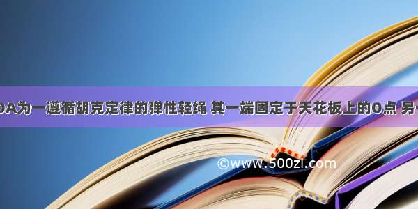 如图所示 OA为一遵循胡克定律的弹性轻绳 其一端固定于天花板上的O点 另一端与静止