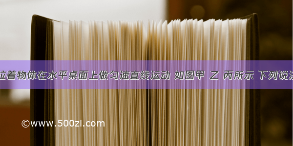 小明同学拉着物体在水平桌面上做匀速直线运动 如图甲 乙 丙所示 下列说法正确的是