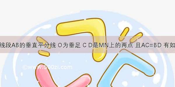 已知MN是线段AB的垂直平分线 O为垂足 C D是MN上的两点 且AC=BD 有如下4个结论：