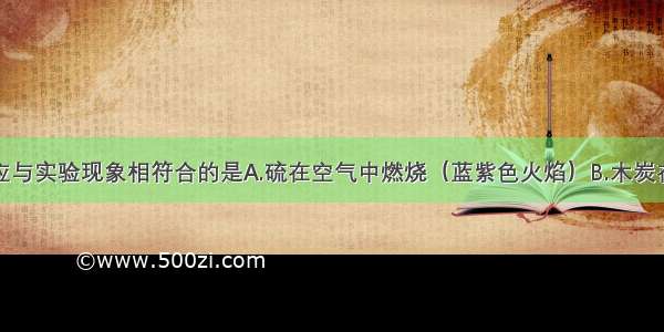 下列化学反应与实验现象相符合的是A.硫在空气中燃烧（蓝紫色火焰）B.木炭在空气中燃烧