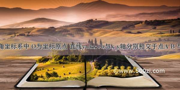 在平面直角坐标系中 O为坐标原点 直线y=kx+b与x y轴分别相交于点A B 与双曲线相