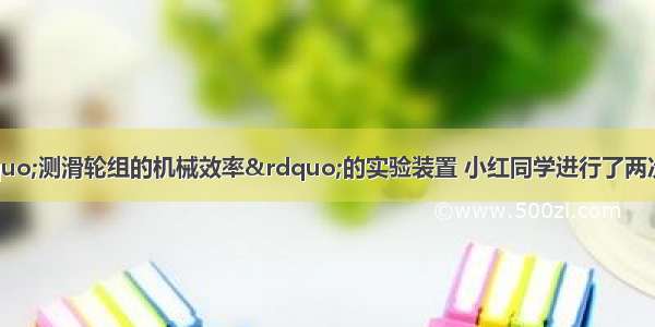 如图所示 为&ldquo;测滑轮组的机械效率&rdquo;的实验装置 小红同学进行了两次实验探究 得到如