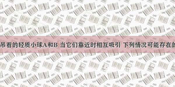 两个用丝线吊着的轻质小球A和B 当它们靠近时相互吸引 下列情况可能存在的是A.A带正