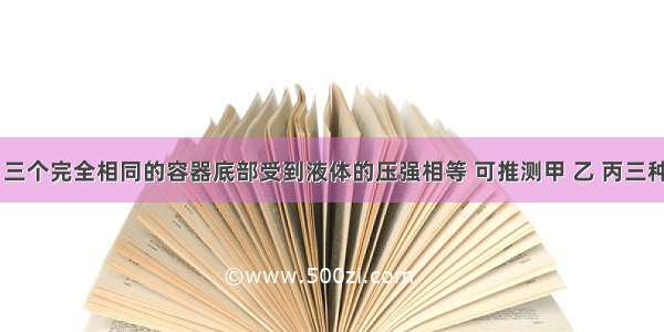 如图所示 三个完全相同的容器底部受到液体的压强相等 可推测甲 乙 丙三种液体的密