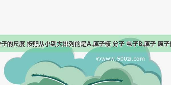 下列各粒子的尺度 按照从小到大排列的是A.原子核 分子 电子B.原子 原子核 中子C.