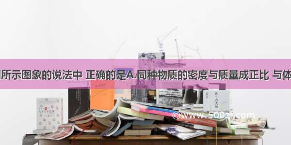 下列关于图所示图象的说法中 正确的是A.同种物质的密度与质量成正比 与体积成反比B.