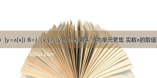 集合A={（x y）|y=a|x|} B={（x y）|y=x+a} 若A∩B为单元素集 实数a的取值范围为________．