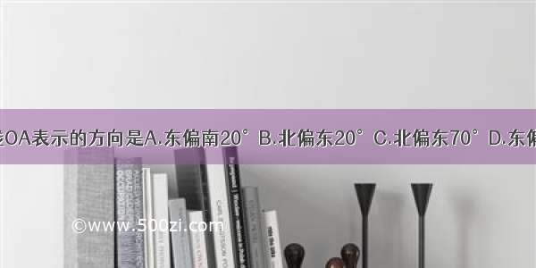 如图射线OA表示的方向是A.东偏南20°B.北偏东20°C.北偏东70°D.东偏北60°