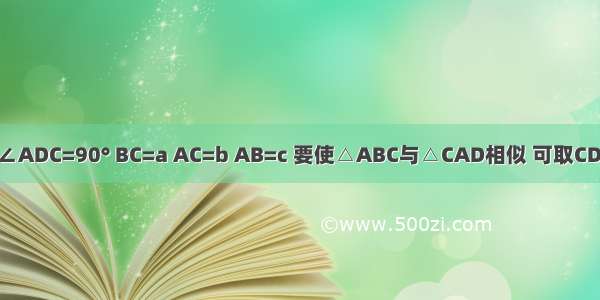 如图 ∠ACB=∠ADC=90° BC=a AC=b AB=c 要使△ABC与△CAD相似 可取CD等于A.B.C.D.