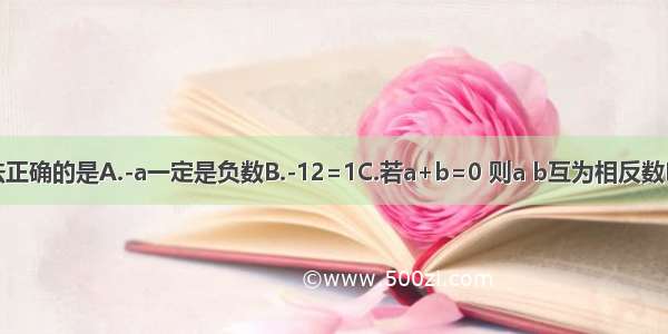 下列说法正确的是A.-a一定是负数B.-12=1C.若a+b=0 则a b互为相反数D.-22=4