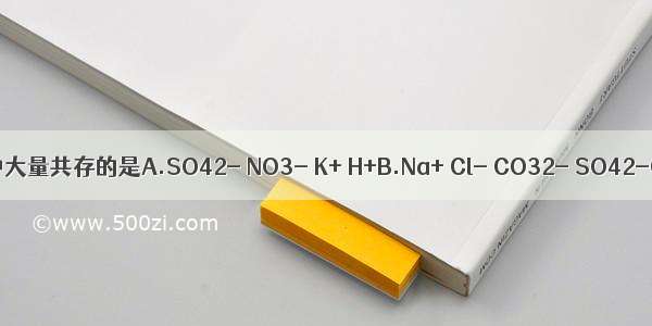 下列离子能在pH=12的水溶液中大量共存的是A.SO42- NO3- K+ H+B.Na+ Cl- CO32- SO42-C.Cl- NO3- K+ Na+D.Ag+