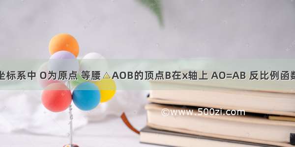 如图 直角坐标系中 O为原点 等腰△AOB的顶点B在x轴上 AO=AB 反比例函数y=（k＞0