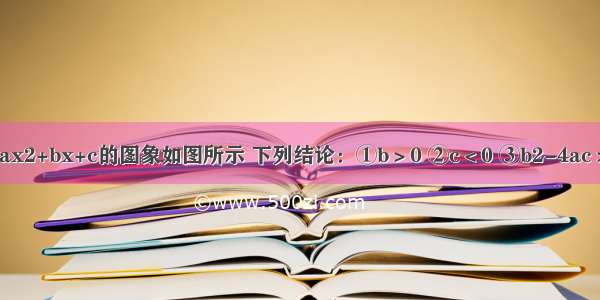 二次函数y=ax2+bx+c的图象如图所示 下列结论：①b＞0 ②c＜0 ③b2-4ac＞0 ④a+b+c