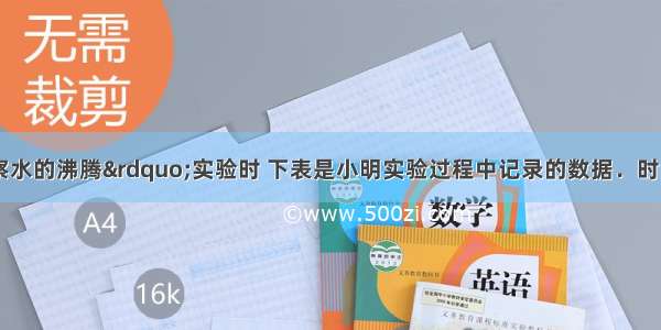 小明做“观察水的沸腾”实验时 下表是小明实验过程中记录的数据．时间/min012345678