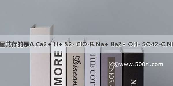 下列各组离子在溶液中能够大量共存的是A.Ca2+ H+ S2- ClO-B.Na+ Ba2+ OH- SO42-C.NH4+ Cl- Na+ SO42-D.H+ Cl