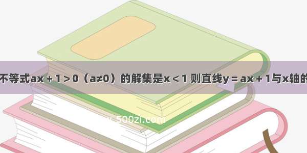 已知关于x的不等式ax＋1＞0（a≠0）的解集是x＜1 则直线y＝ax＋1与x轴的交点是A.（0