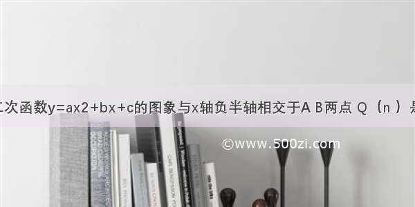 如图所示 二次函数y=ax2+bx+c的图象与x轴负半轴相交于A B两点 Q（n ）是二次函数y