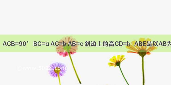 在Rt△ABC中 ∠ACB=90° BC=a AC=b AB=c 斜边上的高CD=h △ABE是以AB为斜边的等