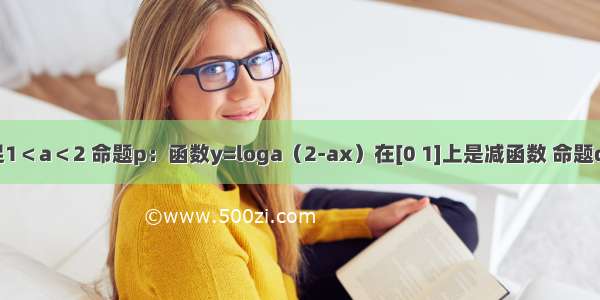 已知实数a满足1＜a＜2 命题p：函数y=loga（2-ax）在[0 1]上是减函数 命题q：“|x|