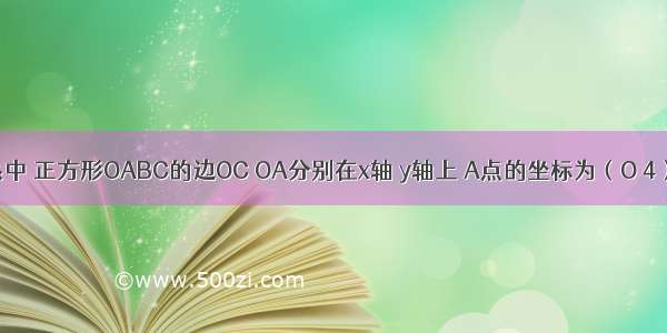 直角坐标系中 正方形OABC的边OC OA分别在x轴 y轴上 A点的坐标为（O 4）．（1）如