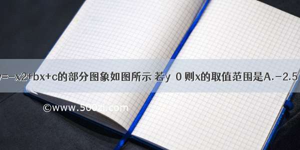 已知抛物线y=-x2+bx+c的部分图象如图所示 若y＜0 则x的取值范围是A.-2.5＜x＜B.-1.5