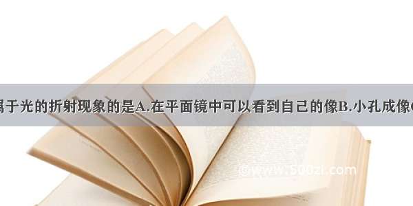 下列现象中属于光的折射现象的是A.在平面镜中可以看到自己的像B.小孔成像C.用放大镜观