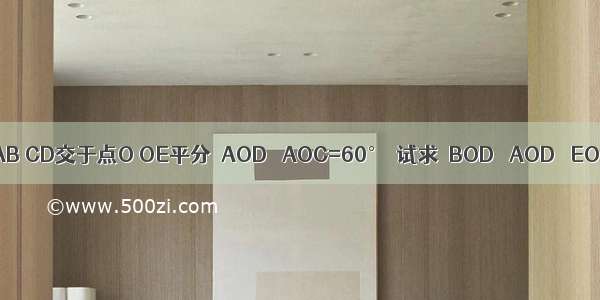 如图 直线AB CD交于点O OE平分∠AOD ∠AOC=60°．试求∠BOD ∠AOD ∠EOD的度数．