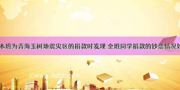 小丽在清点本班为青海玉树地震灾区的捐款时发现 全班同学捐款的钞票情况如下：100元