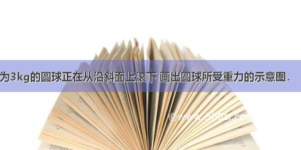 如图所示 质量为3kg的圆球正在从沿斜面上滚下 画出圆球所受重力的示意图．（g取10N/kg）