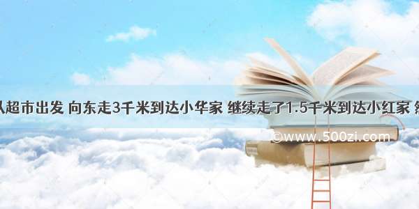 一辆货车从超市出发 向东走3千米到达小华家 继续走了1.5千米到达小红家 然后向西走