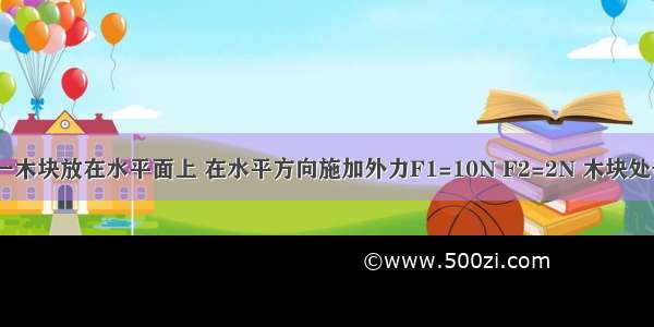 如图所示 一木块放在水平面上 在水平方向施加外力F1=10N F2=2N 木块处于静止状态