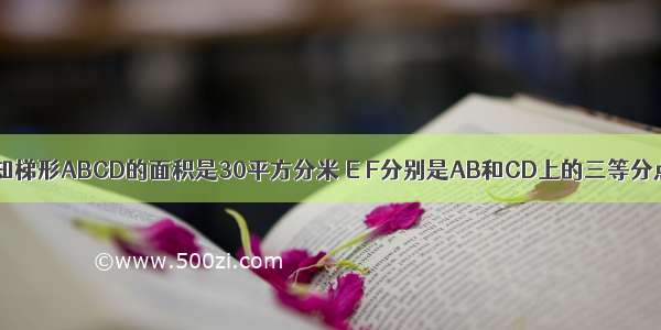 如图所示 已知梯形ABCD的面积是30平方分米 E F分别是AB和CD上的三等分点．则阴影部