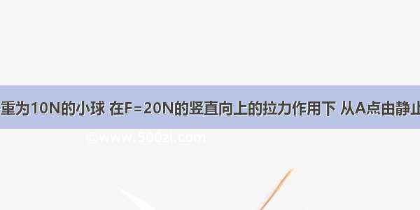 如图所示 一重为10N的小球 在F=20N的竖直向上的拉力作用下 从A点由静止出发向上运