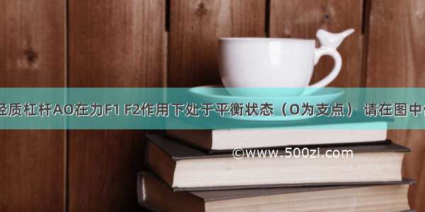 如图所示 轻质杠杆AO在力F1 F2作用下处于平衡状态（O为支点） 请在图中作出F2的力