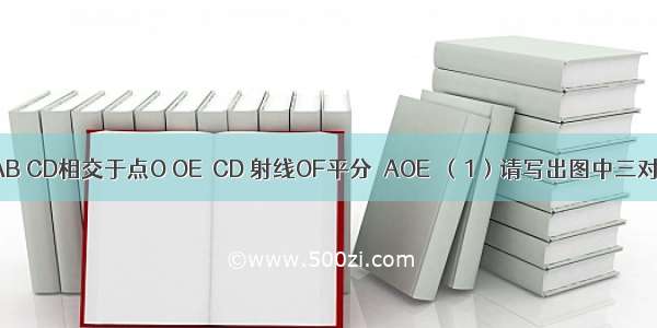 如图 直线AB CD相交于点O OE⊥CD 射线OF平分∠AOE．（1）请写出图中三对互余的角