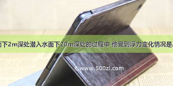 潜水员由水面下2m深处潜入水面下20m深处的过程中 他受到浮力变化情况是A.浮力增大B.