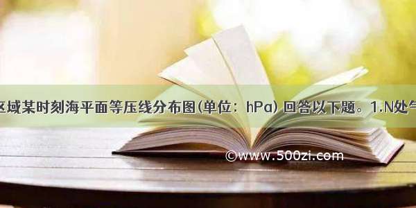 读亚洲局部区域某时刻海平面等压线分布图(单位：hPa) 回答以下题。1.N处气压值可能为