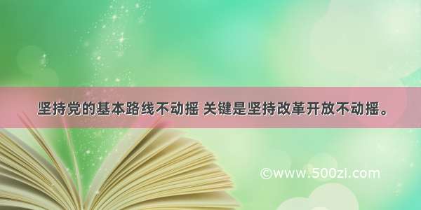 坚持党的基本路线不动摇 关键是坚持改革开放不动摇。