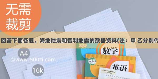 读下表 回答下面各题。海地地震和智利地震的数据资料(注：甲 乙分别代表两地