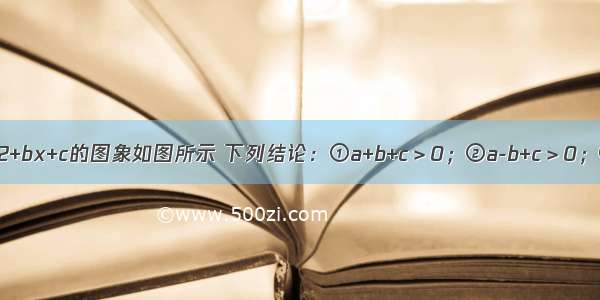 二次函数y=ax2+bx+c的图象如图所示 下列结论：①a+b+c＞0；②a-b+c＞0；③abc＜0；④