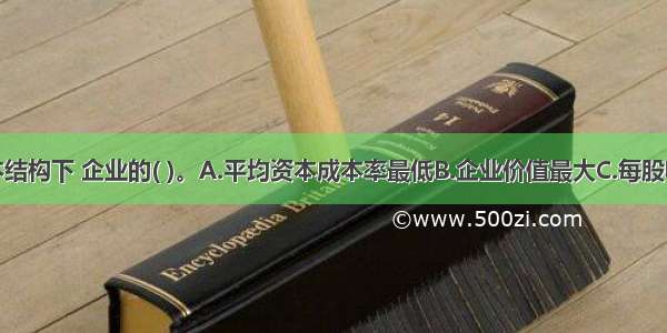 在最佳资本结构下 企业的( )。A.平均资本成本率最低B.企业价值最大C.每股收益最大D.