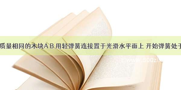 如图所示 质量相同的木块A B 用轻弹簧连接置于光滑水平面上 开始弹簧处于自然状态