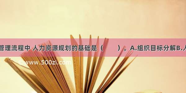 在人力资源管理流程中 人力资源规划的基础是（　　）。A.组织目标分解B.人员任用C.职