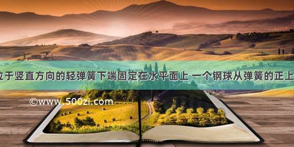 如图所示 位于竖直方向的轻弹簧下端固定在水平面上 一个钢球从弹簧的正上方自由落下