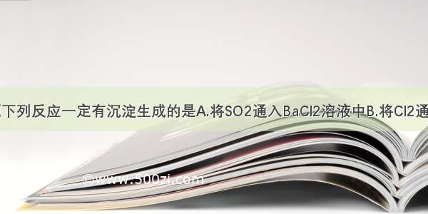 单选题下列反应一定有沉淀生成的是A.将SO2通入BaCl2溶液中B.将Cl2通入AgN