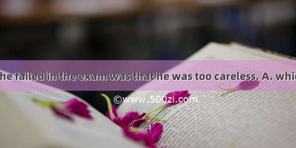 The reason for  he failed in the exam was that he was too careless. A. which B. why C. tha