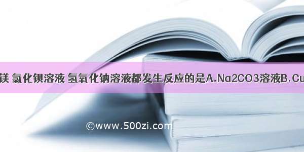 下列物质能跟镁 氯化钡溶液 氢氧化钠溶液都发生反应的是A.Na2CO3溶液B.CuSO4溶液C.C