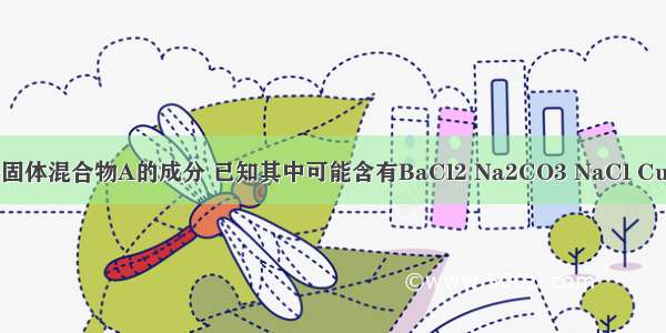 现欲探究一固体混合物A的成分 已知其中可能含有BaCl2 Na2CO3 NaCl CuCl2 四种物