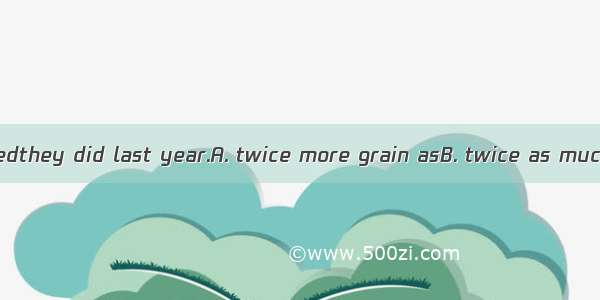 They have producedthey did last year.A. twice more grain asB. twice as much grain asC. twi